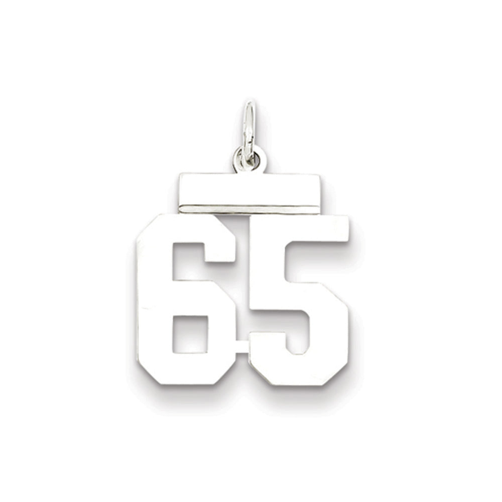 Sterling Silver, Athletic Collection, Small Polished Number 65 Pendant, Item P10407-65 by The Black Bow Jewelry Co.