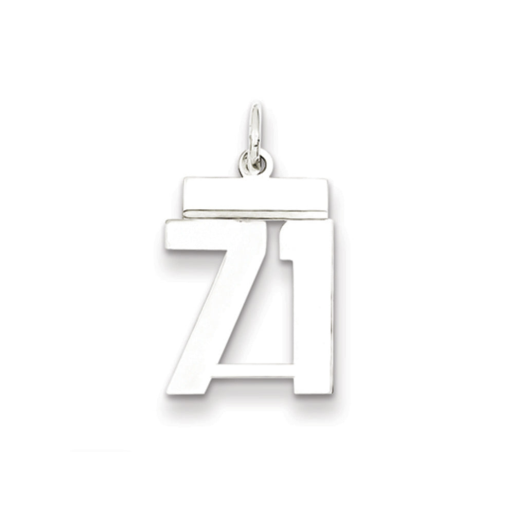 Sterling Silver, Athletic Collection, Small Polished Number 71 Pendant, Item P10407-71 by The Black Bow Jewelry Co.