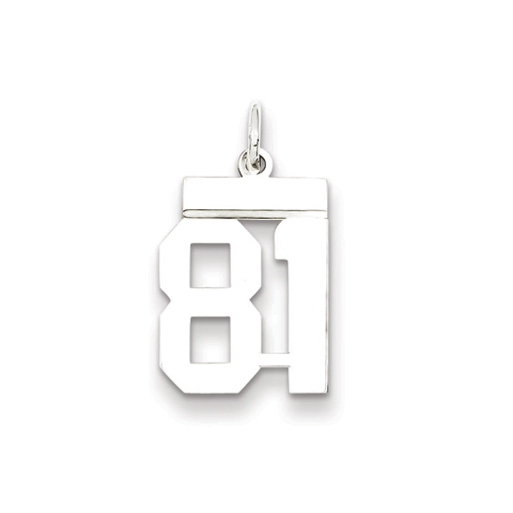 Sterling Silver, Athletic Collection, Small Polished Number 81 Pendant, Item P10407-81 by The Black Bow Jewelry Co.