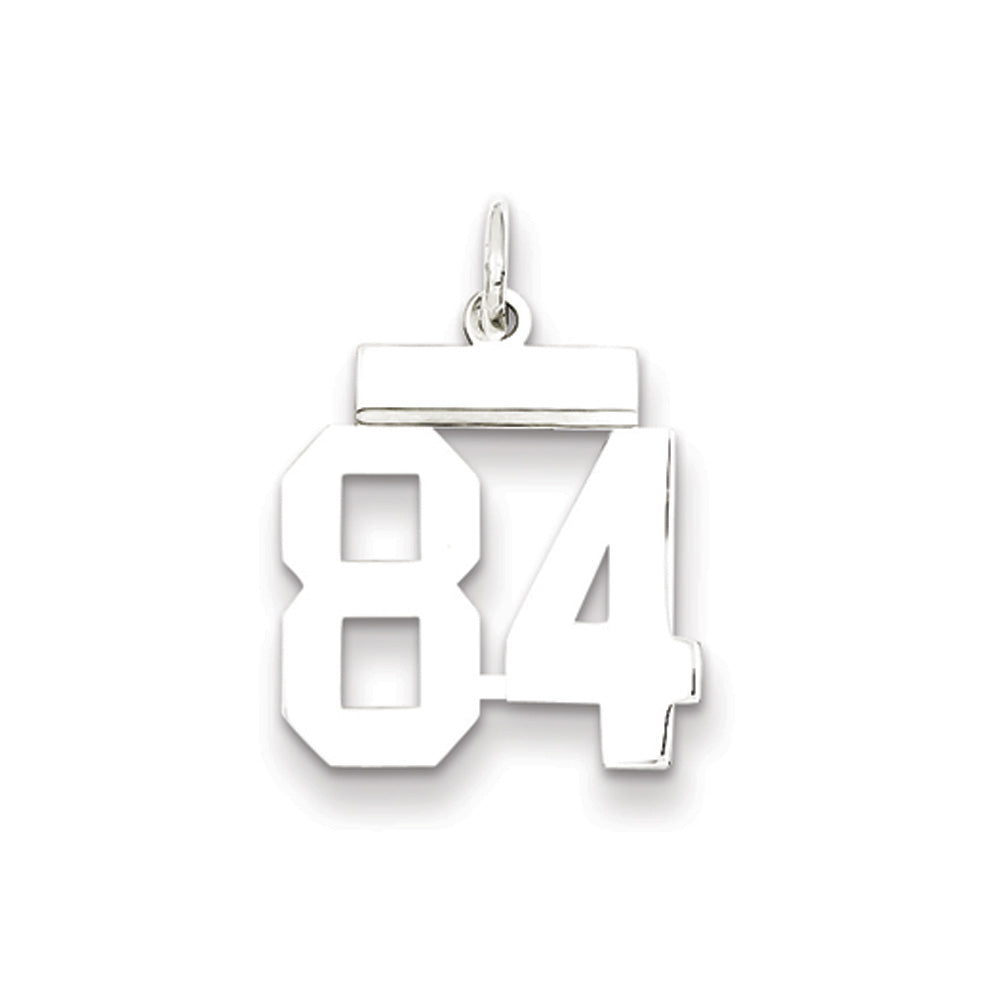 Sterling Silver, Athletic Collection, Small Polished Number 84 Pendant, Item P10407-84 by The Black Bow Jewelry Co.