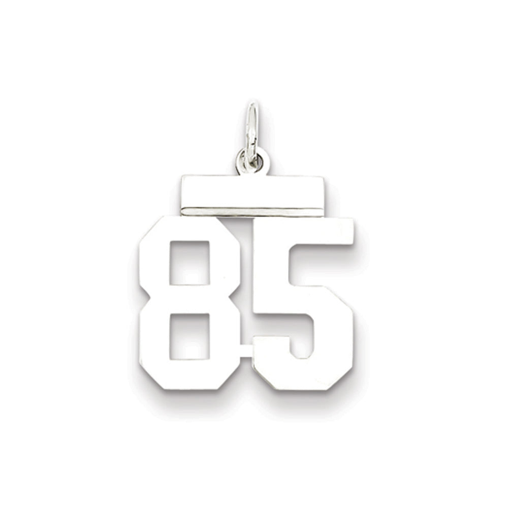 Sterling Silver, Athletic Collection, Small Polished Number 85 Pendant, Item P10407-85 by The Black Bow Jewelry Co.
