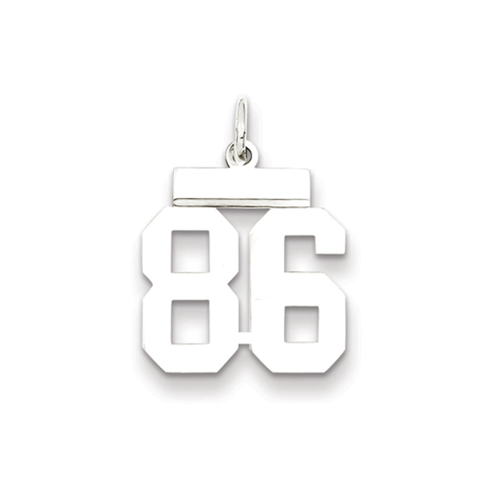 Sterling Silver, Athletic Collection, Small Polished Number 86 Pendant, Item P10407-86 by The Black Bow Jewelry Co.