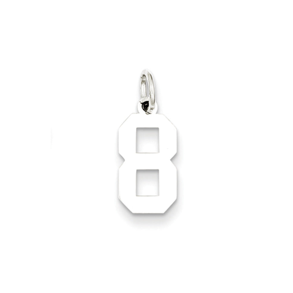 Sterling Silver, Athletic Collection, Small Polished Number 8 Pendant, Item P10407-8 by The Black Bow Jewelry Co.