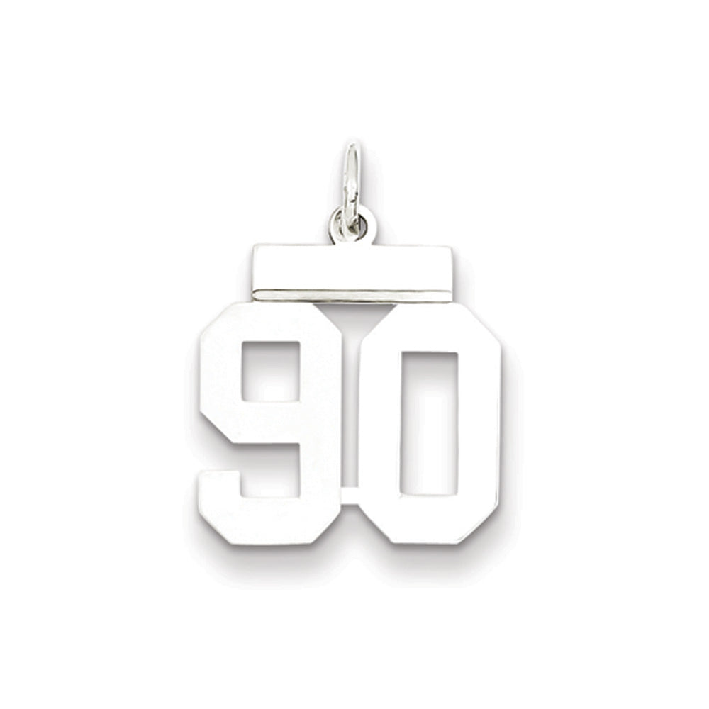 Sterling Silver, Athletic Collection, Large Polished Number 90 Pendant, Item P14043-90 by The Black Bow Jewelry Co.