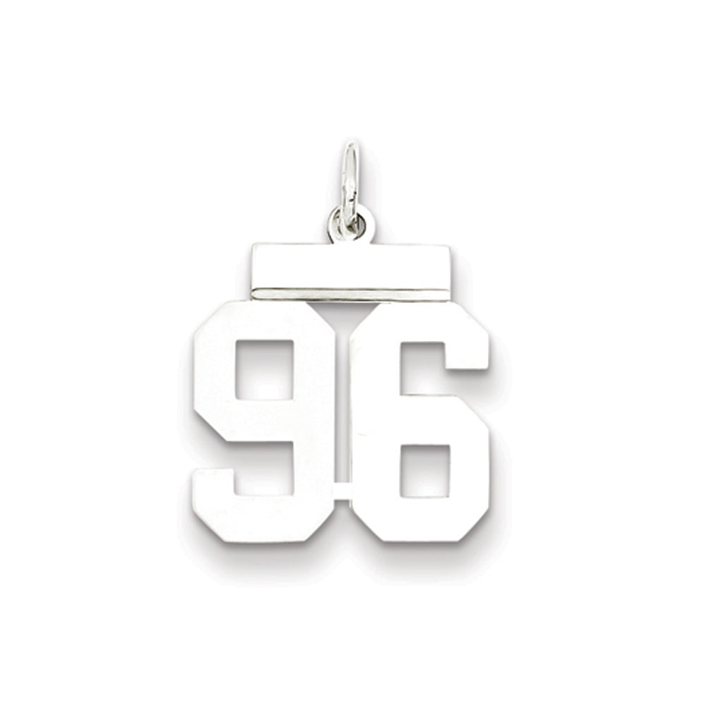 Sterling Silver, Athletic Collection, Small Polished Number 96 Pendant, Item P10407-96 by The Black Bow Jewelry Co.