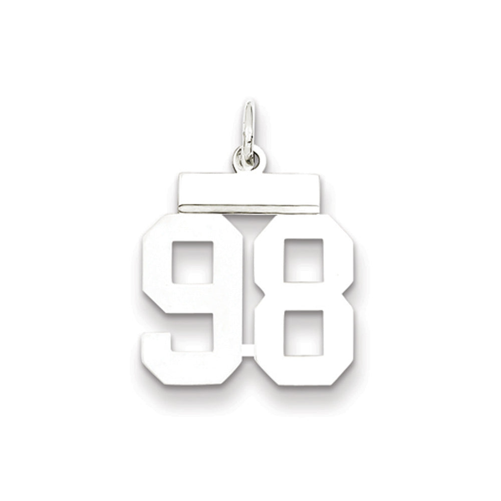 Sterling Silver, Athletic Collection, Small Polished Number 98 Pendant, Item P10407-98 by The Black Bow Jewelry Co.