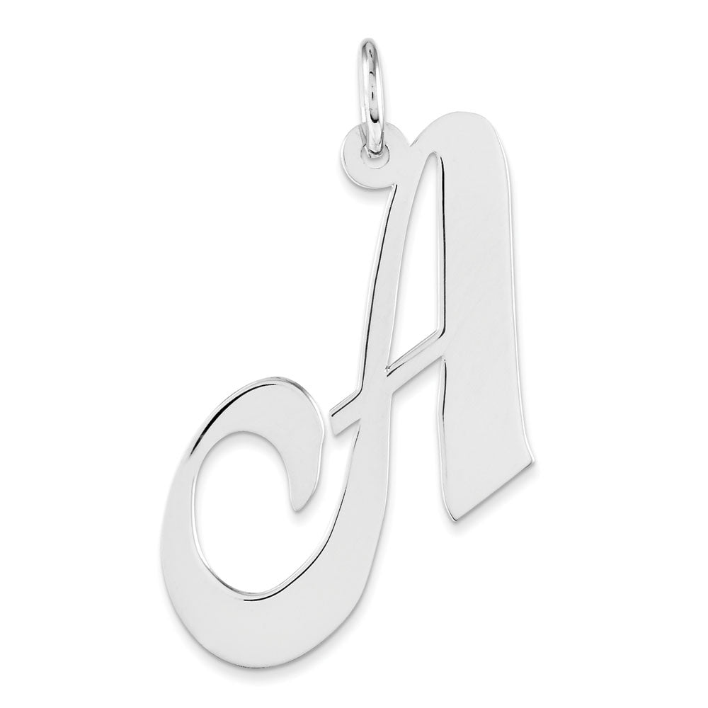 Sterling Silver, Ella Collection, LG Fancy Script Initial A Pendant, Item P14044-A by The Black Bow Jewelry Co.