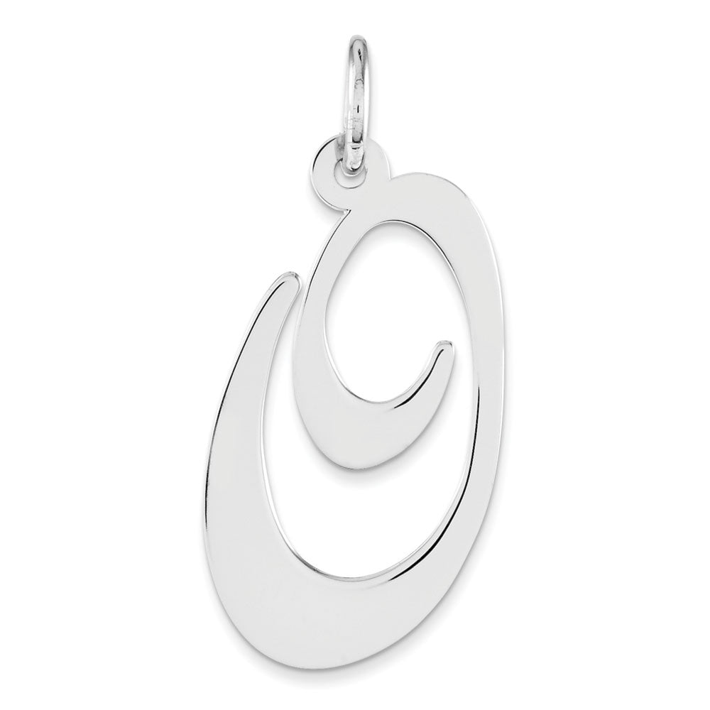 Sterling Silver, Ella Collection, LG Fancy Script Initial O Pendant, Item P14044-O by The Black Bow Jewelry Co.