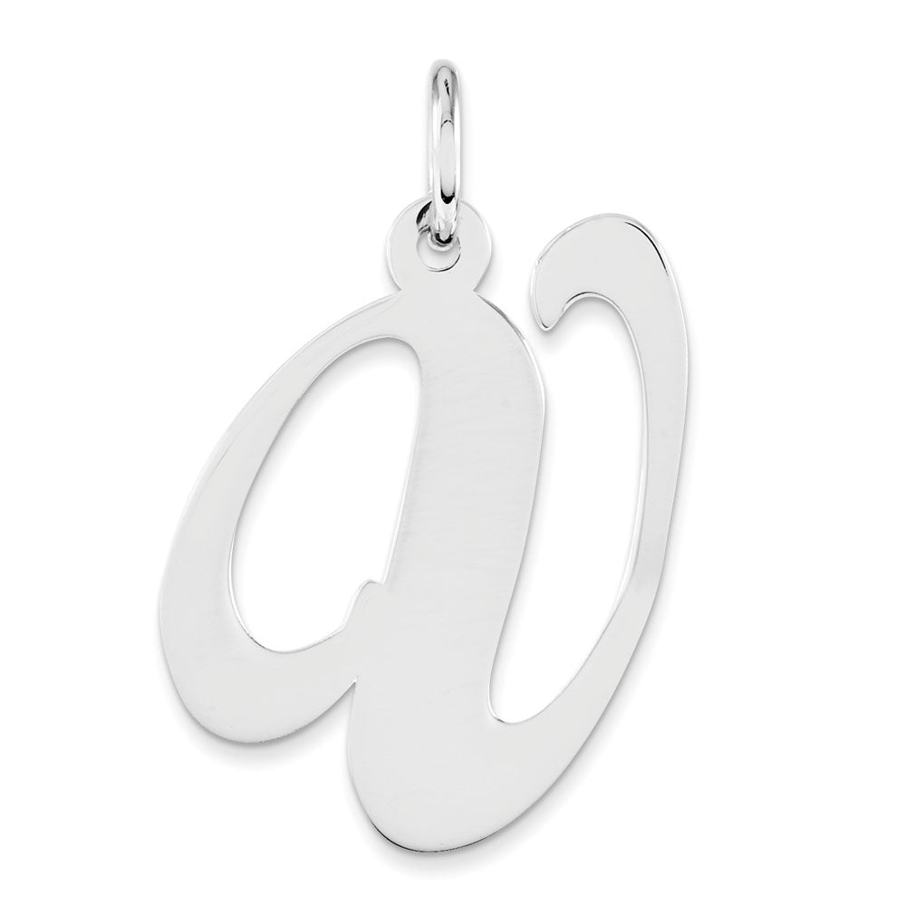 Sterling Silver, Ella Collection, LG Fancy Script Initial V Pendant, Item P14044-V by The Black Bow Jewelry Co.