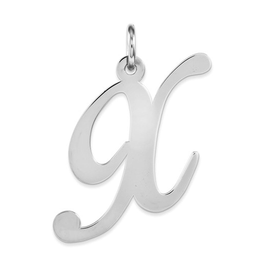 Sterling Silver, Ella Collection, LG Fancy Script Initial X Pendant, Item P14044-X by The Black Bow Jewelry Co.