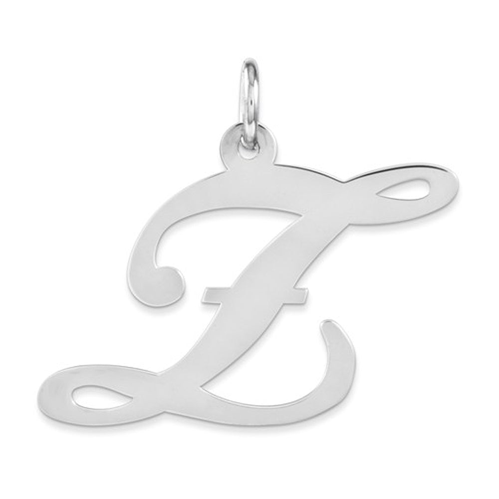 Sterling Silver, Ella Collection, LG Fancy Script Initial Z Pendant, Item P14044-Z by The Black Bow Jewelry Co.