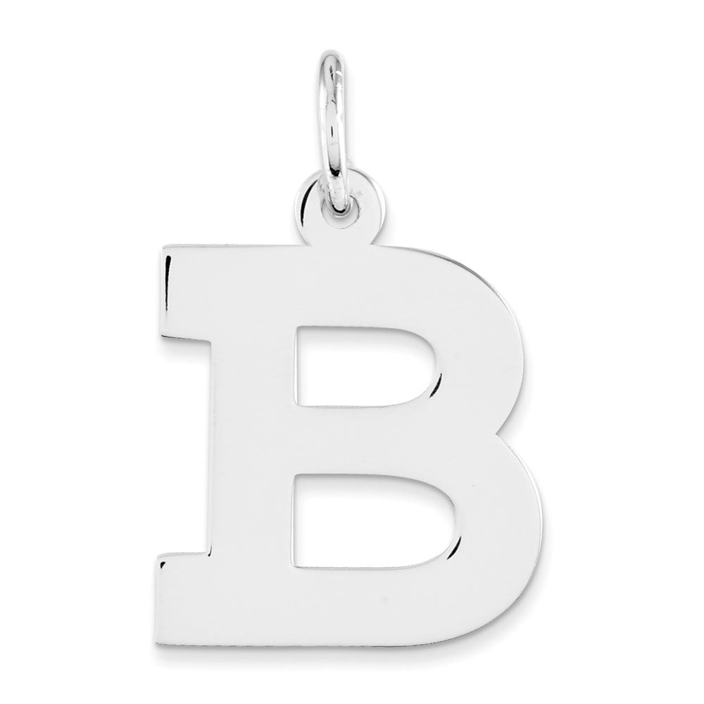 Sterling Silver Amanda Collection Medium Block Style Initial B Pendant, Item P14045-B by The Black Bow Jewelry Co.