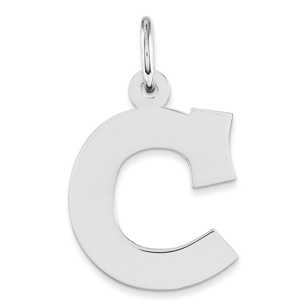 Sterling Silver Amanda Collection Medium Block Style Initial C Pendant, Item P14045-C by The Black Bow Jewelry Co.