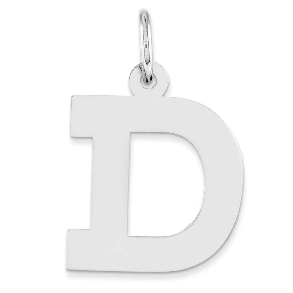 Sterling Silver Amanda Collection Medium Block Style Initial D Pendant, Item P14045-D by The Black Bow Jewelry Co.