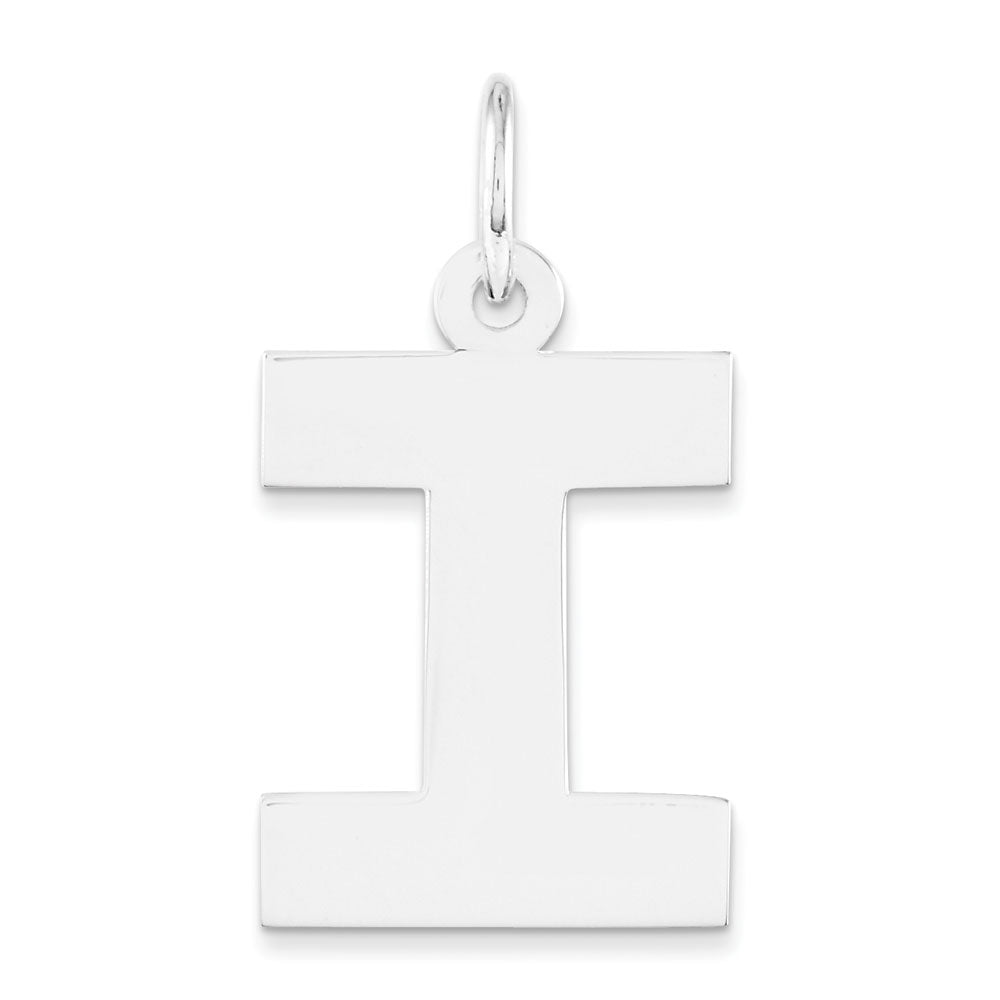 Sterling Silver Amanda Collection Medium Block Style Initial I Pendant, Item P14045-I by The Black Bow Jewelry Co.