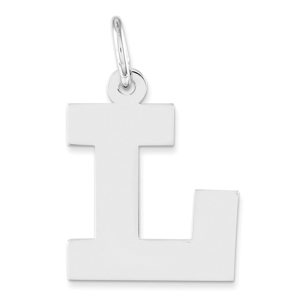 Sterling Silver Amanda Collection Medium Block Style Initial L Pendant, Item P14045-L by The Black Bow Jewelry Co.