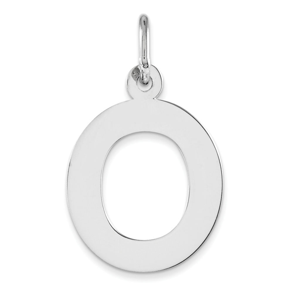 Sterling Silver Amanda Collection Medium Block Style Initial O Pendant, Item P14045-O by The Black Bow Jewelry Co.