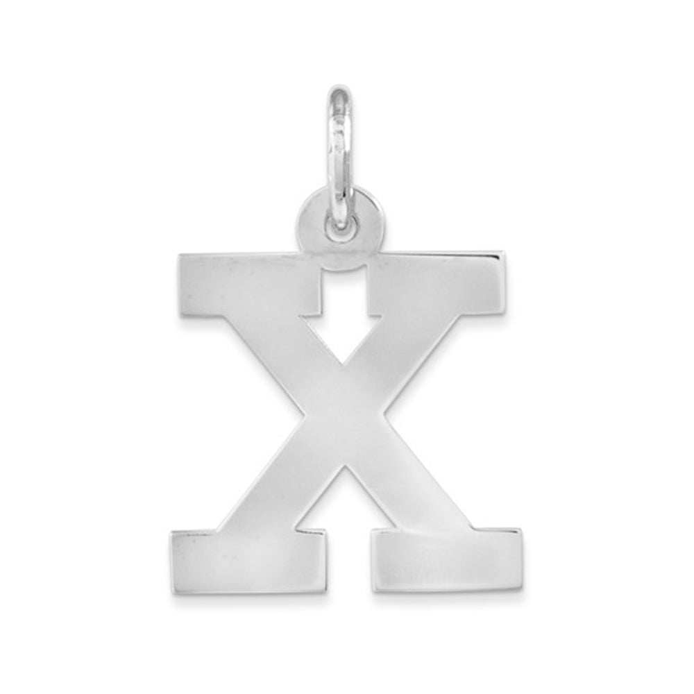 Sterling Silver Amanda Collection Medium Block Style Initial X Pendant, Item P14045-X by The Black Bow Jewelry Co.