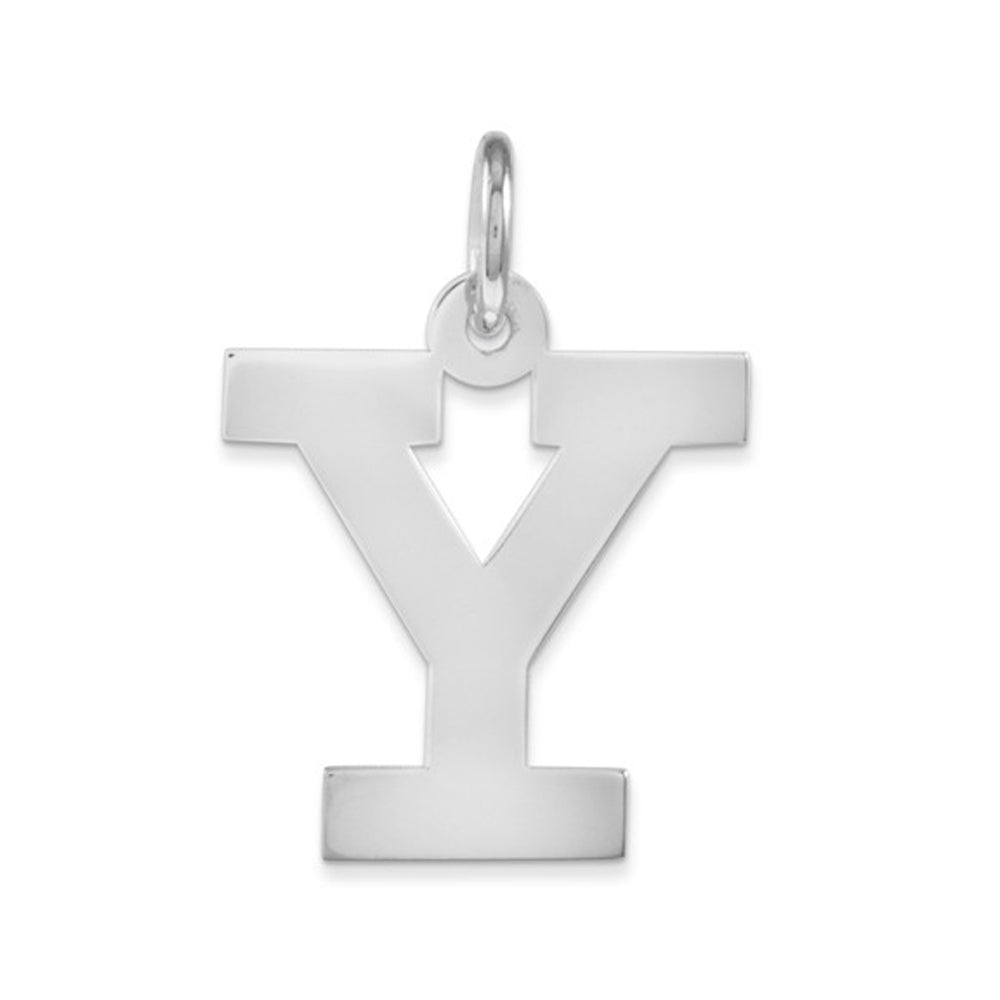 Sterling Silver Amanda Collection Medium Block Style Initial Y Pendant, Item P14045-Y by The Black Bow Jewelry Co.