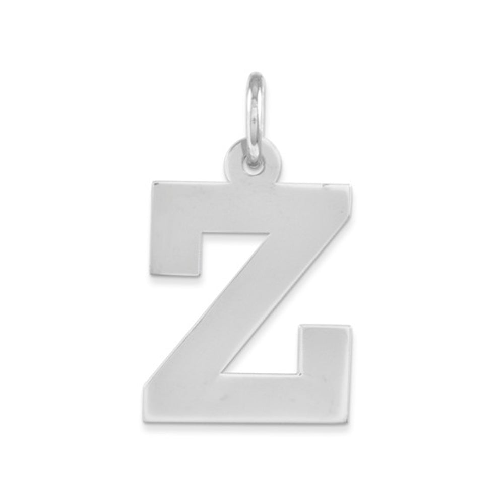 Sterling Silver Amanda Collection Medium Block Style Initial Z Pendant, Item P14045-Z by The Black Bow Jewelry Co.