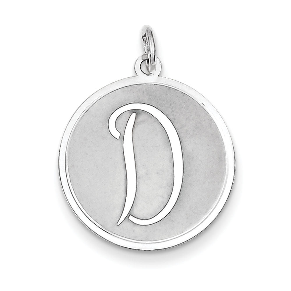 Sterling Silver, Makayla Collection, 20mm Disc Initial D Pendant, Item P14046-D by The Black Bow Jewelry Co.