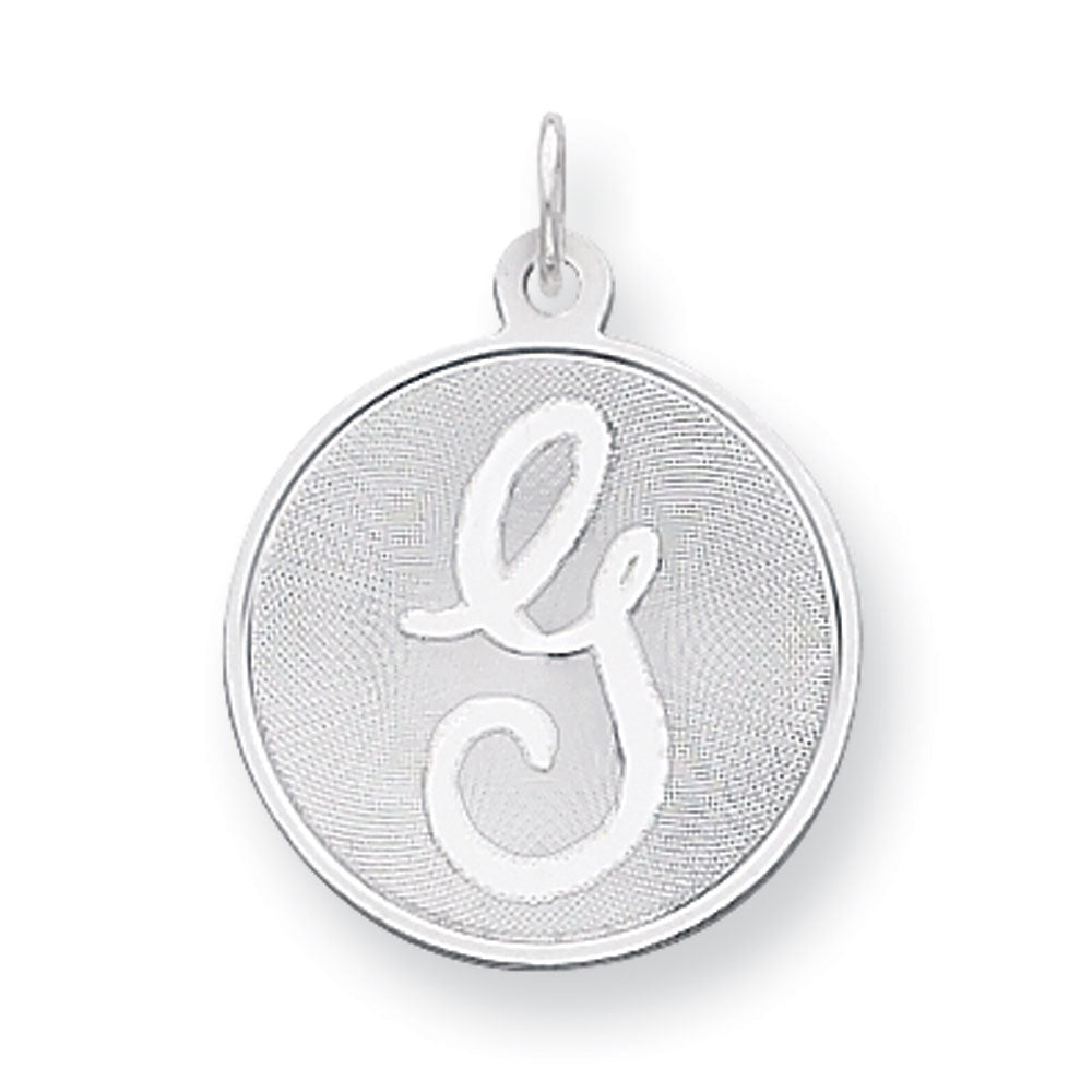 Sterling Silver, Makayla Collection, 20mm Disc Initial G Pendant, Item P14046-G by The Black Bow Jewelry Co.