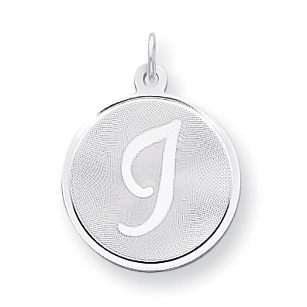 Sterling Silver, Makayla Collection, 20mm Disc Initial I Pendant, Item P14046-I by The Black Bow Jewelry Co.