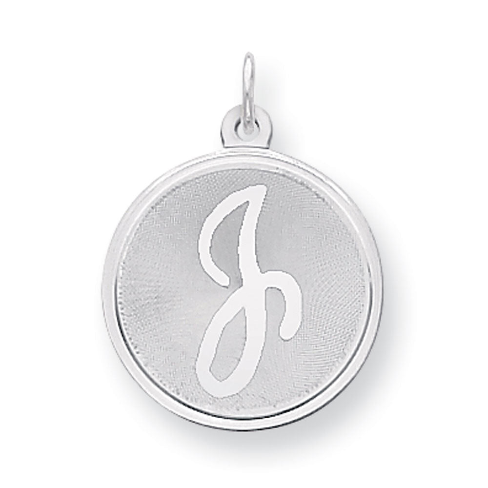 Sterling Silver, Makayla Collection, 20mm Disc Initial J Pendant, Item P14046-J by The Black Bow Jewelry Co.