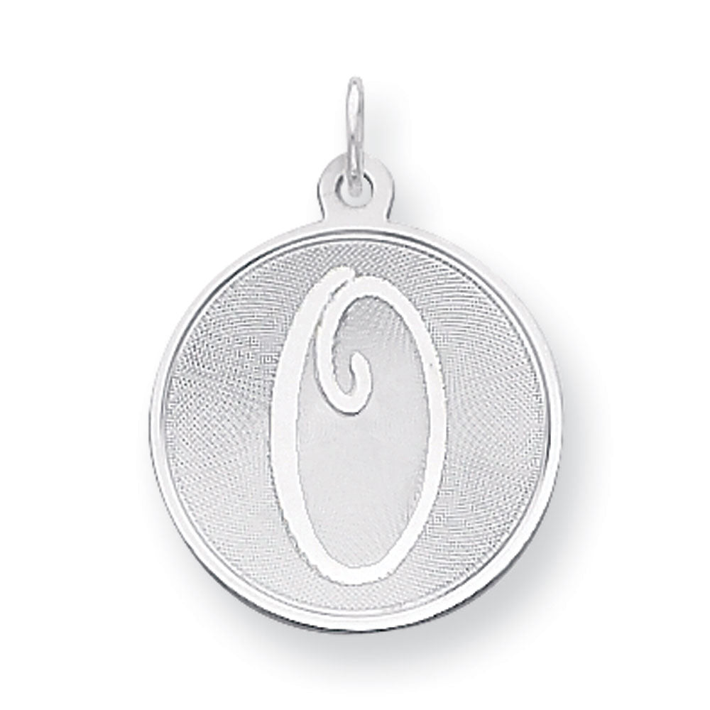 Sterling Silver, Makayla Collection, 20mm Disc Initial O Pendant, Item P14046-O by The Black Bow Jewelry Co.