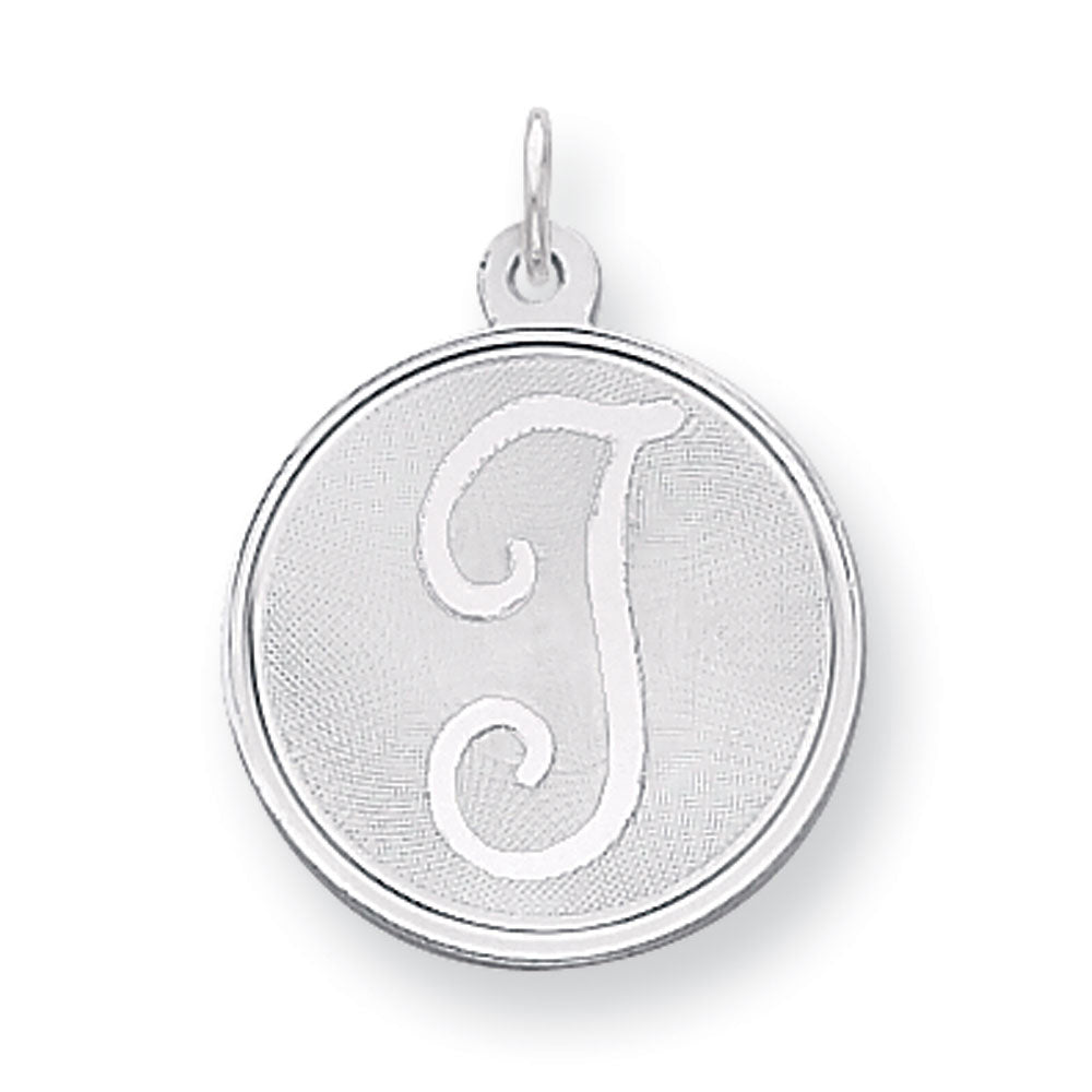 Sterling Silver, Makayla Collection, 20mm Disc Initial T Pendant, Item P14046-T by The Black Bow Jewelry Co.