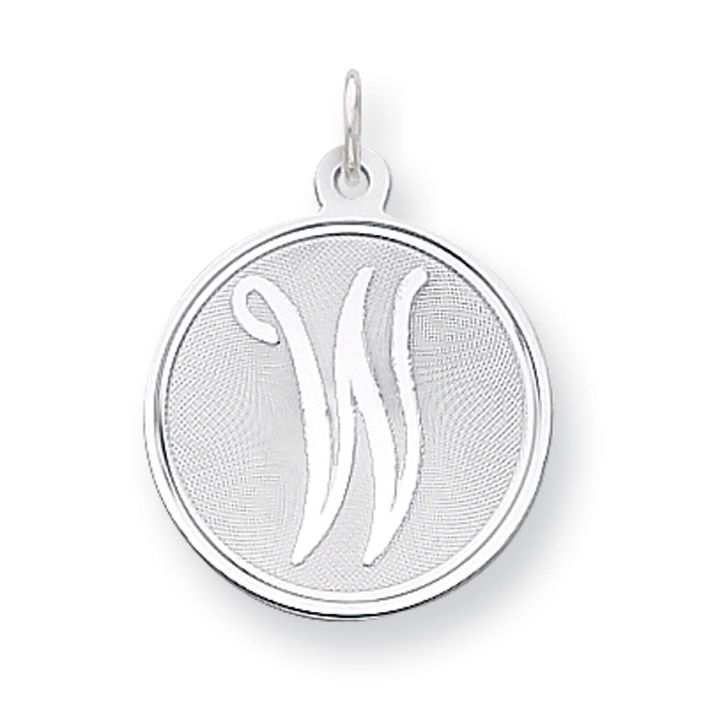 Sterling Silver, Makayla Collection, 20mm Disc Initial W Pendant, Item P14046-W by The Black Bow Jewelry Co.