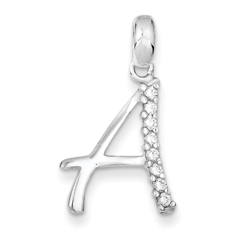 Sterling Silver and CZ, Lauren Collection, Initial A Pendant, Item P14047-A by The Black Bow Jewelry Co.