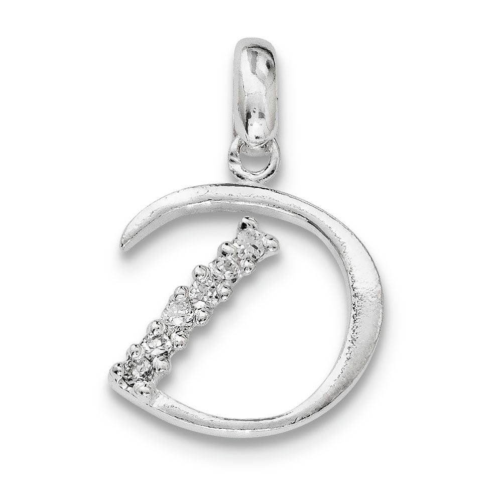 Sterling Silver and CZ, Lauren Collection, Initial D Pendant, Item P14047-D by The Black Bow Jewelry Co.