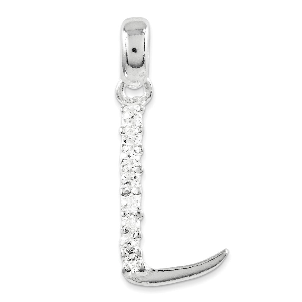 Sterling Silver and CZ, Lauren Collection, Initial L Pendant, Item P14047-L by The Black Bow Jewelry Co.