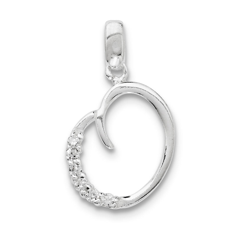 Sterling Silver and CZ, Lauren Collection, Initial O Pendant, Item P14047-O by The Black Bow Jewelry Co.