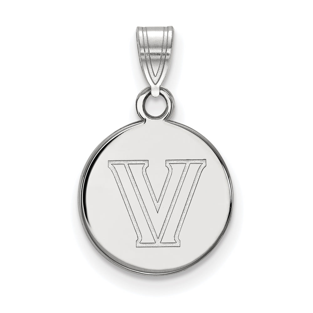 10k White Gold Villanova U. Small Logo Disc Pendant, Item P14050 by The Black Bow Jewelry Co.