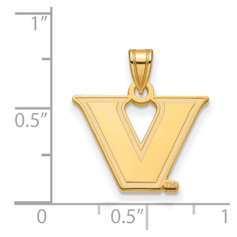 Alternate view of the 10k Yellow Gold Vanderbilt U. Small Logo Pendant by The Black Bow Jewelry Co.