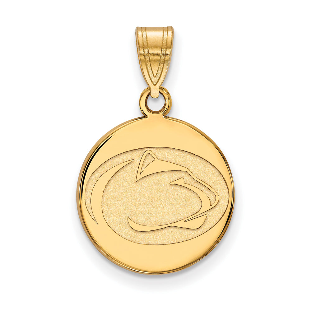 10k Yellow Gold Penn State Medium Disc Pendant, Item P14336 by The Black Bow Jewelry Co.