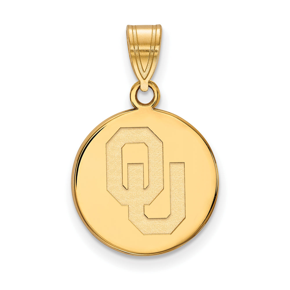 10k Yellow Gold U. of Oklahoma Medium &#39;OU&#39; Disc Pendant, Item P14344 by The Black Bow Jewelry Co.
