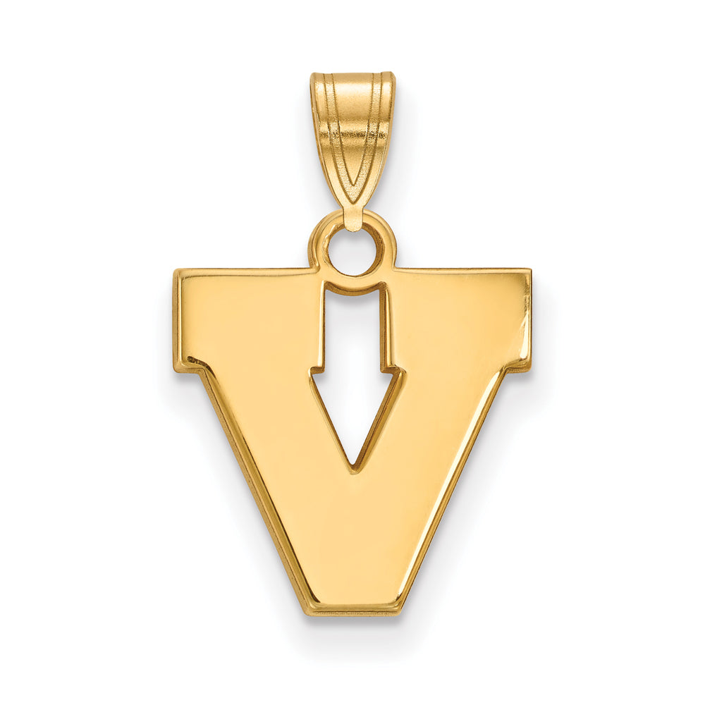 10k Yellow Gold U. of Virginia Small Initial V Pendant, Item P14392 by The Black Bow Jewelry Co.