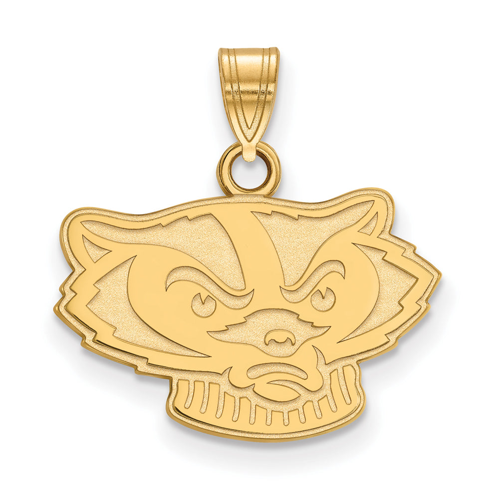10k Yellow Gold U. of Wisconsin Small Mascot Pendant, Item P14422 by The Black Bow Jewelry Co.