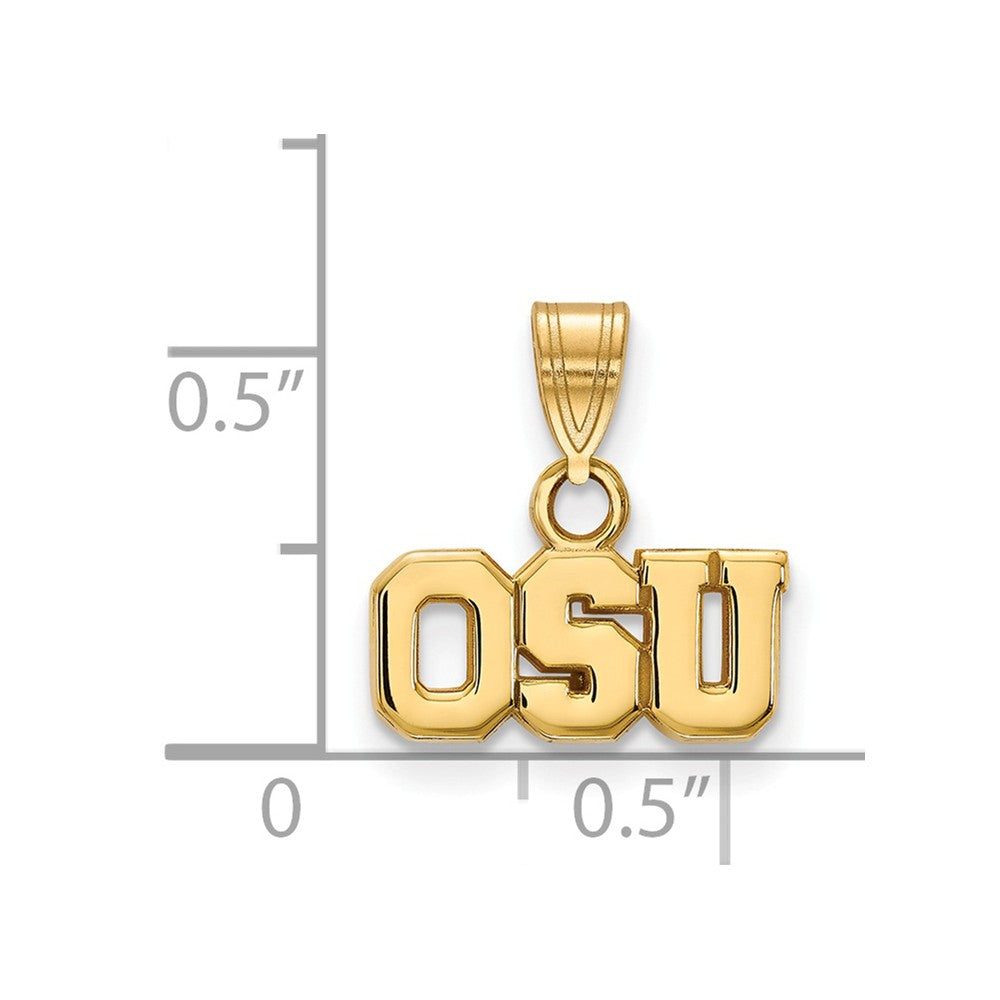 Alternate view of the 10k Yellow Gold Ohio State Small Pendant by The Black Bow Jewelry Co.