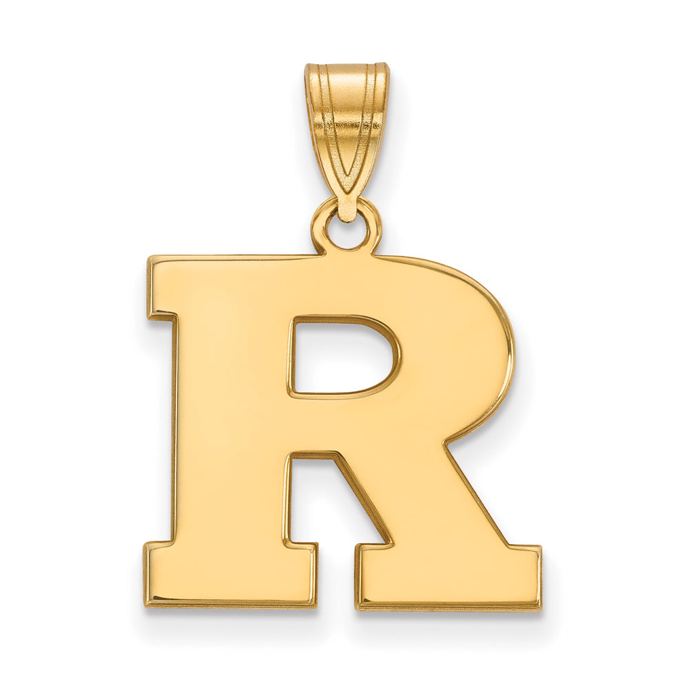 14k Yellow Gold Rutgers Medium Initial R Pendant, Item P14578 by The Black Bow Jewelry Co.