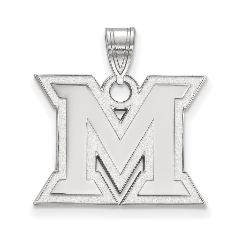 Sterling Silver Miami U Medium Initial M Pendant, Item P15075 by The Black Bow Jewelry Co.
