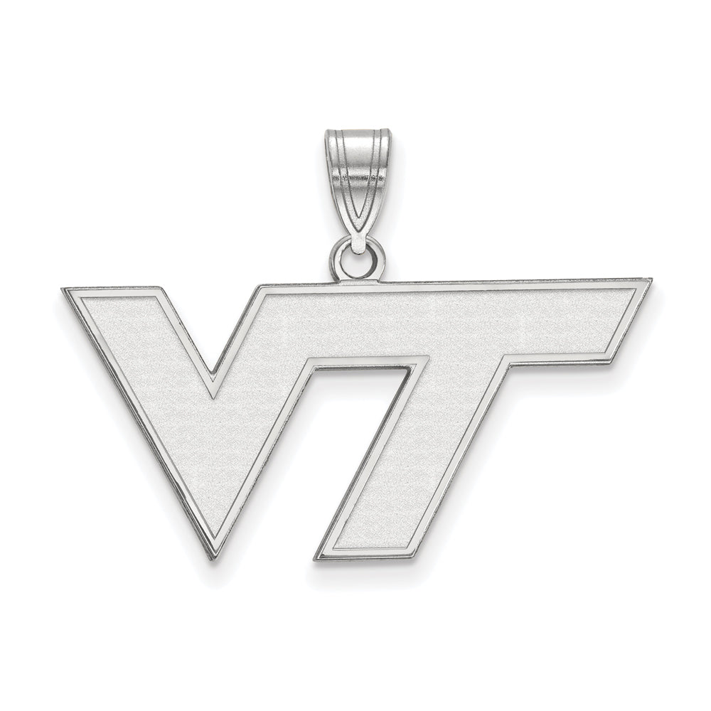 Sterling Silver Virginia Tech Medium Logo Pendant, Item P15106 by The Black Bow Jewelry Co.