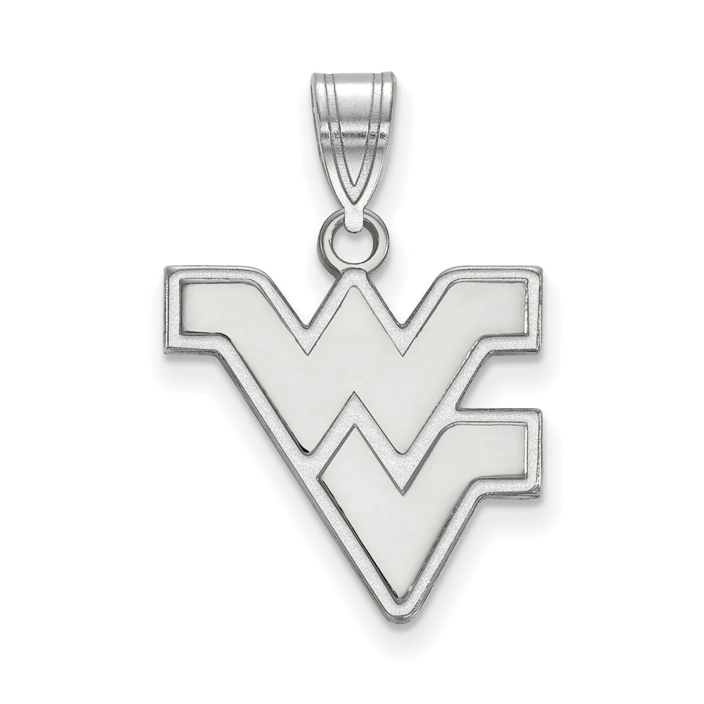 Sterling Silver West Virginia U. Medium Logo Pendant, Item P15108 by The Black Bow Jewelry Co.
