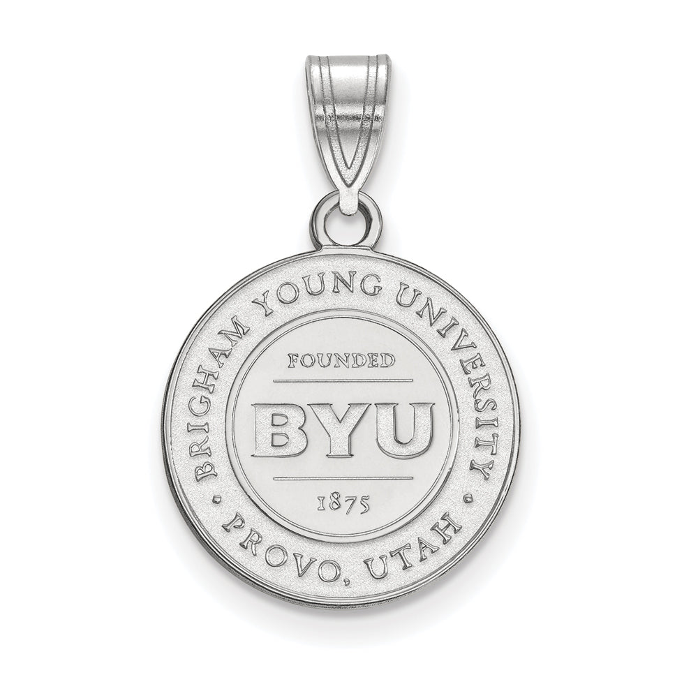 Sterling Silver Brigham Young U Medium Crest Pendant, Item P15131 by The Black Bow Jewelry Co.