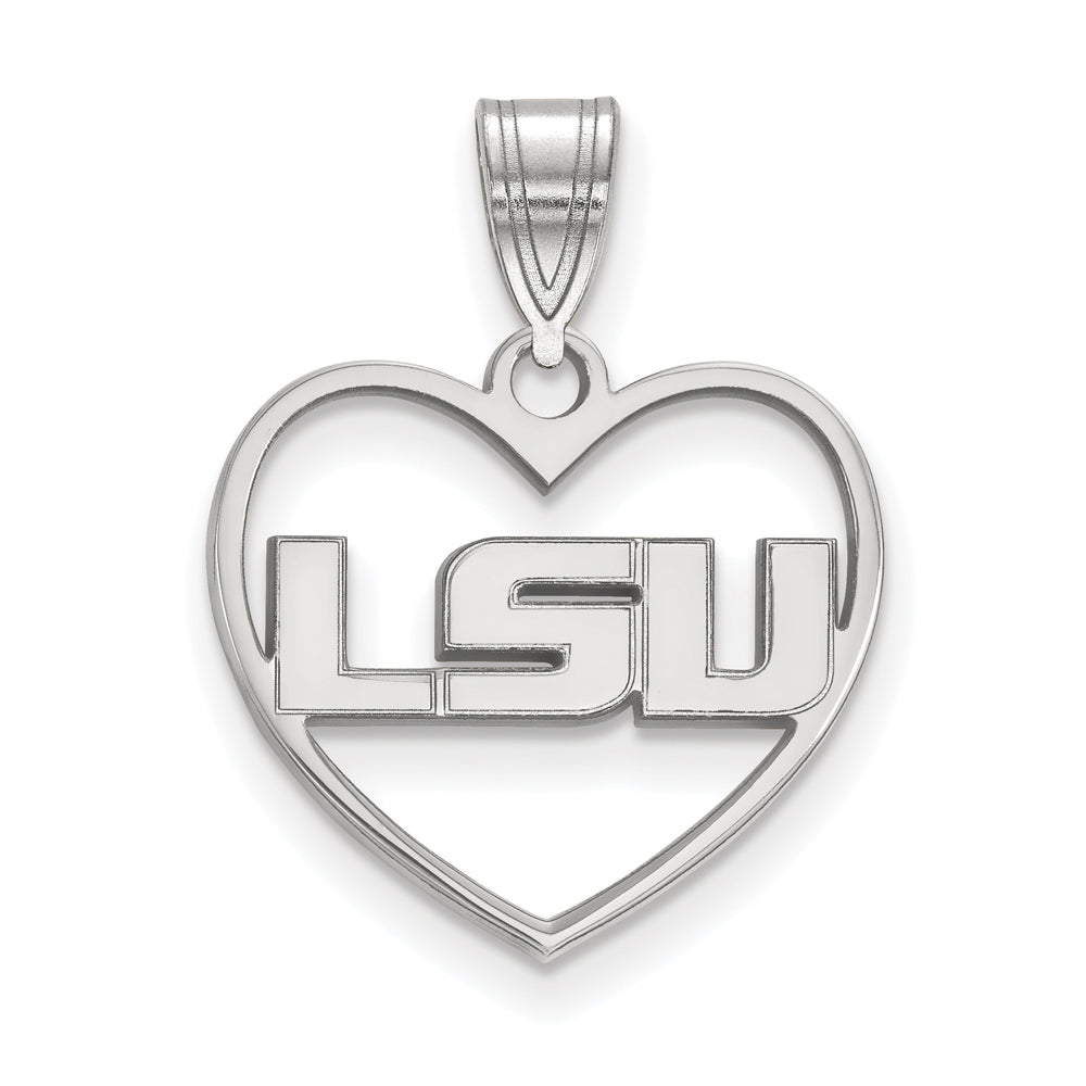 Sterling Silver Louisiana State Heart Pendant, Item P15147 by The Black Bow Jewelry Co.