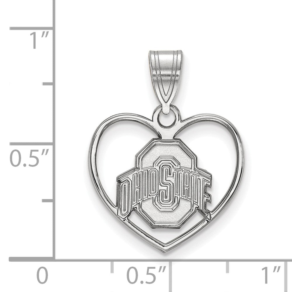 Alternate view of the Sterling Silver Ohio State Heart Pendant by The Black Bow Jewelry Co.