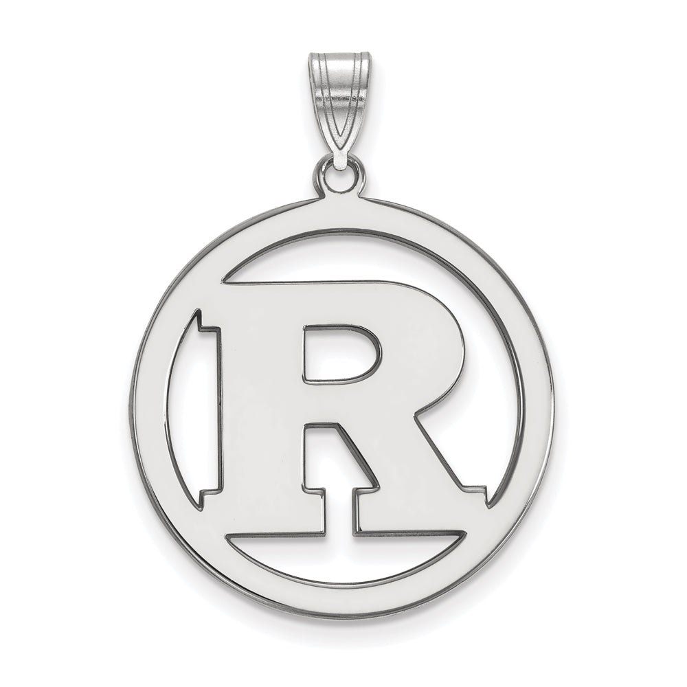 Sterling Silver Rutgers XL Initial R Circle Pendant, Item P15235 by The Black Bow Jewelry Co.